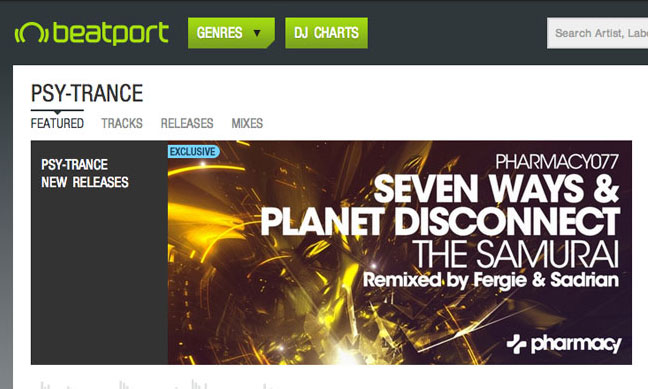 Seven Ways & Planet Disconnect – The Samurai on Beatport front page