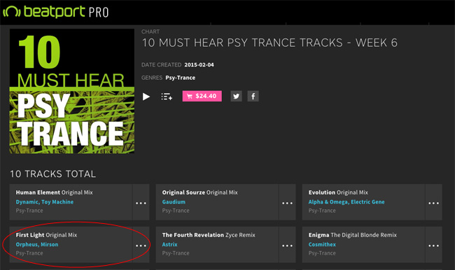 Orpheus – First Light on Beatport’s 10 Must Hear Psy Trance Tracks