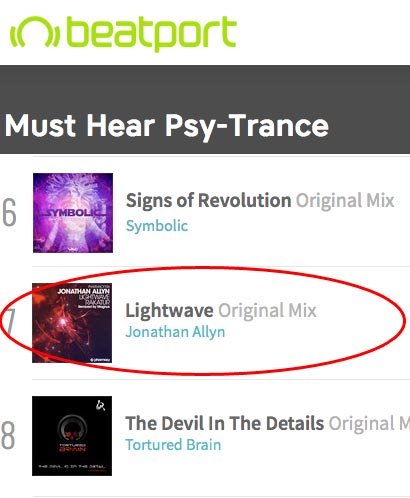 Jonathan Allyn – Lightwave hits #7 on Beatport’s Pulse Chart