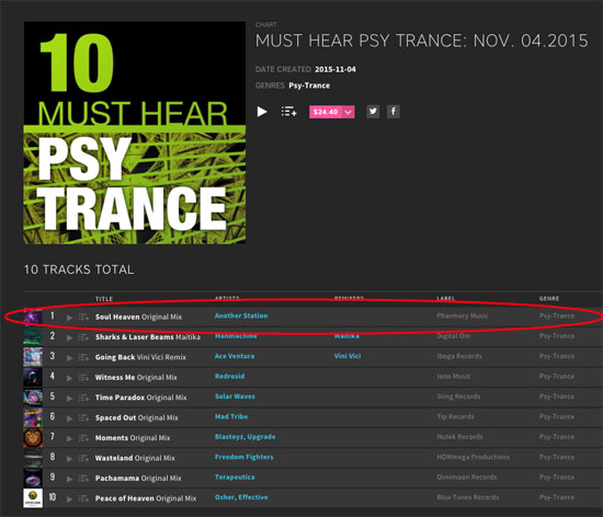 Another Station – Soul Heaven on Beatport’s 10 Must Hear Psy Trance Tracks