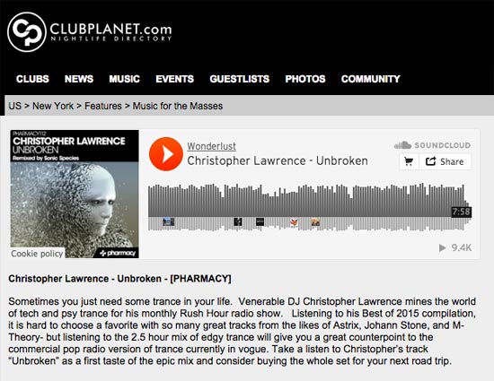 ClubPlanet reviews Christopher Lawrence: Rush Hour – Best of 2015