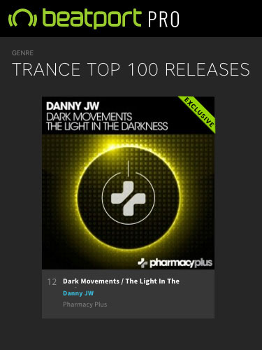 Danny JW – Dark Movements / The Light In The Darkness at #8 on Beatport Trance chart